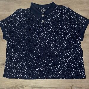 LL Bean Polo Shirt Womens Premium Double  1X Plus Shaped Short-Sleeve Print